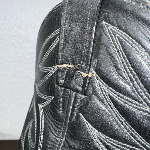 Vintage ACME Mens 8.5 D Black Leather Western Cowboy Boots Made USA (READ) main image 6